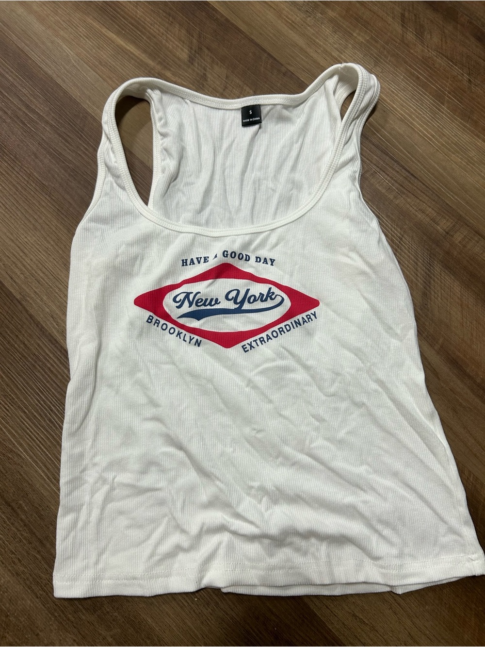 Graphic white tank top